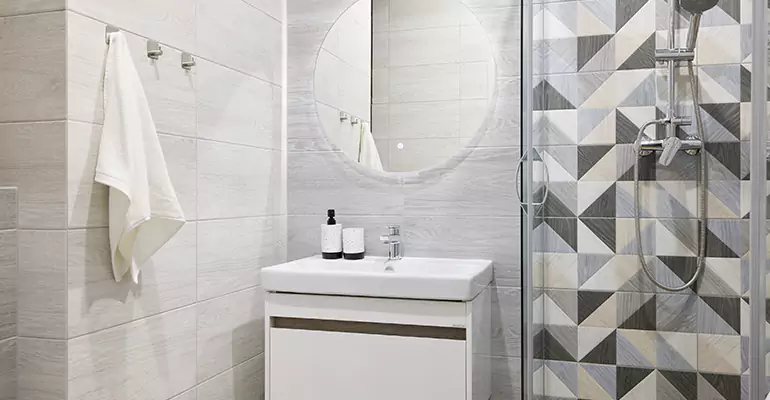 Modern Small Bathroom Walk-In Shower Remodel in Roanoke